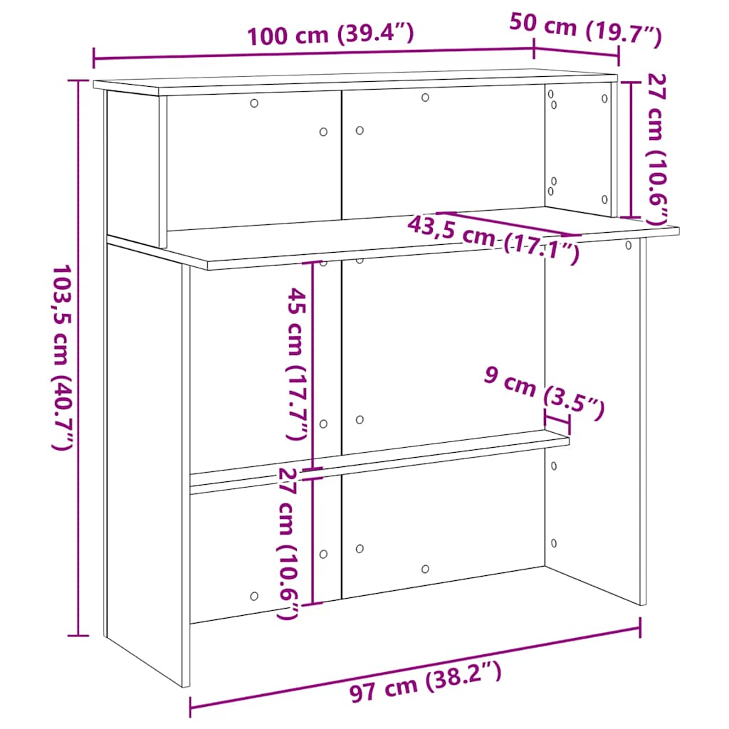 Γραφείο υποδοχής 100x50x103,5 εκ. Επεξεργασμένο Ξύλο - Pakobazaar