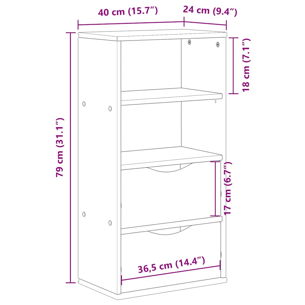 Συρταριέρα με Συρτάρια ODDA Λευκό 40x24x79εκ. Μασίφ Ξύλο Πεύκου - Pakobazaar