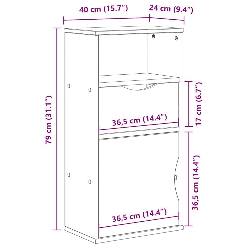 Συρταριέρα με Συρτάρι ODDA Λευκό 40x24x79 εκ. Μασίφ Ξύλο Πεύκου - Pakobazaar