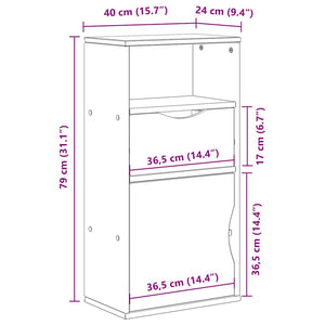 Συρταριέρα με Συρτάρι ODDA Λευκό 40x24x79 εκ. Μασίφ Ξύλο Πεύκου - Pakobazaar