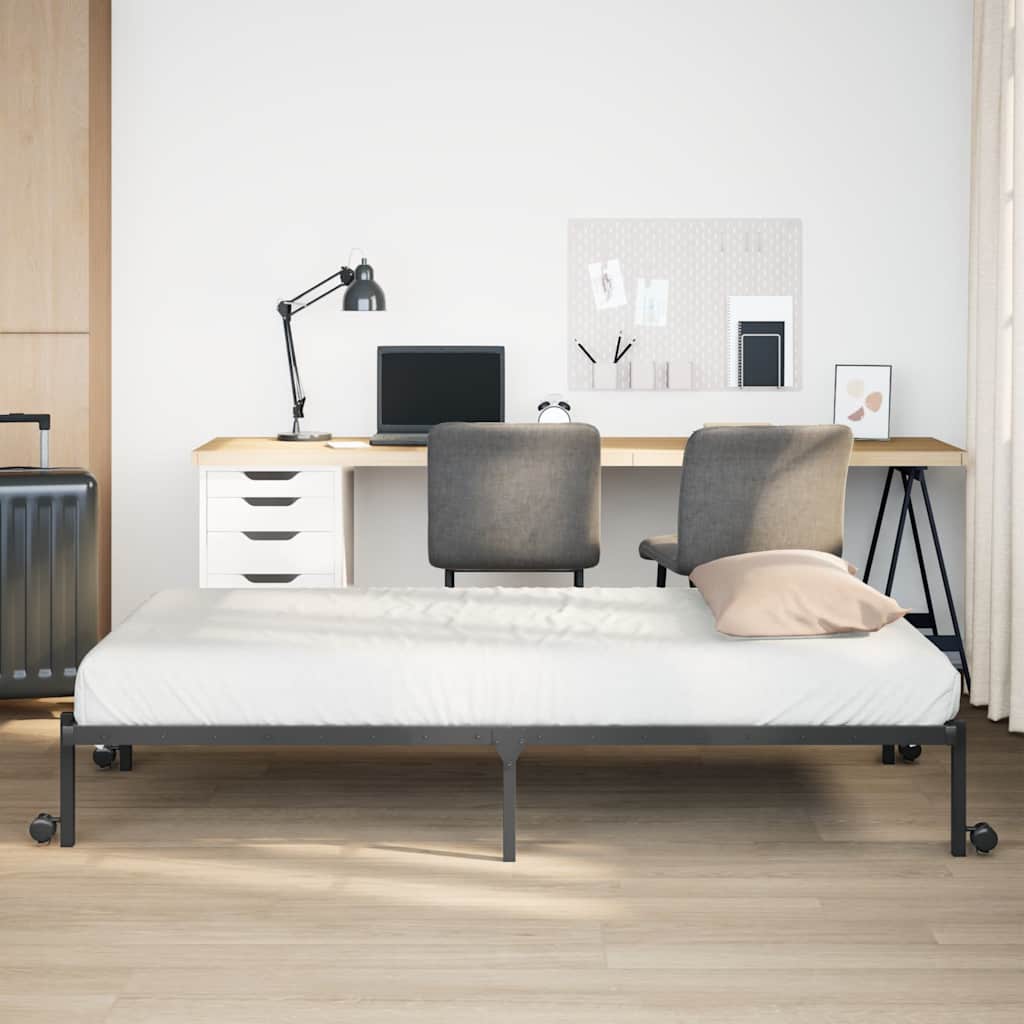 Πλαίσιο κρεβατιού χωρίς στρώμα Πτυσσόμενο μαύρο 90x200cm Ατσάλι - Pakobazaar