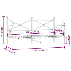 Κρεβάτι ημέρας χωρίς στρώμα Μαύρο 80x200 cm Ατσάλι - Pakobazaar