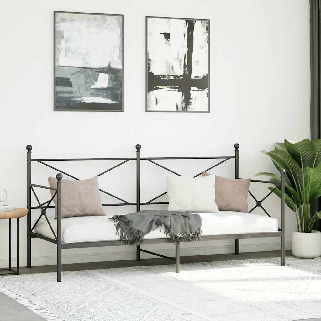 Κρεβάτι ημέρας χωρίς στρώμα Μαύρο 90x190 cm Ατσάλι