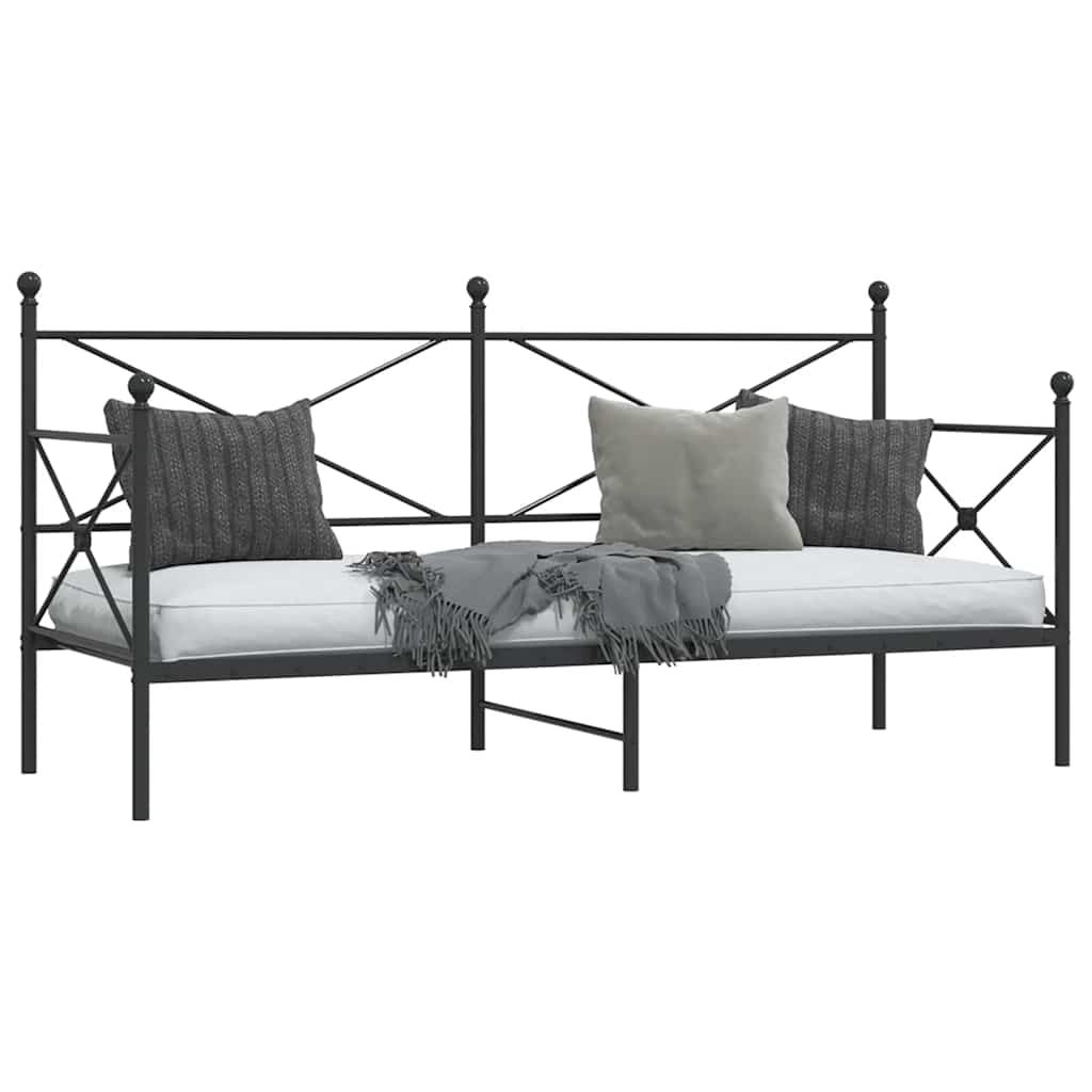 Κρεβάτι ημέρας χωρίς στρώμα Μαύρο 90x190 cm Ατσάλι