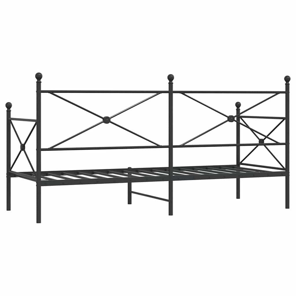 Κρεβάτι ημέρας χωρίς στρώμα Μαύρο 90x200 cm Ατσάλι