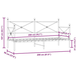 Κρεβάτι ημέρας χωρίς στρώμα Μαύρο 90x200 cm Ατσάλι
