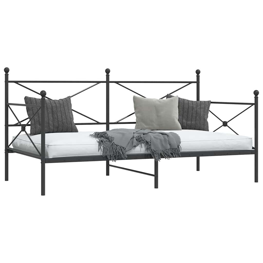 Κρεβάτι ημέρας χωρίς στρώμα Μαύρο 100x190 cm Ατσάλι