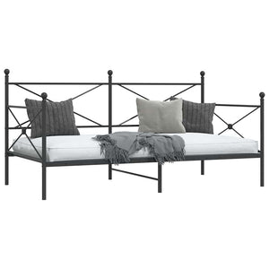 Κρεβάτι ημέρας χωρίς στρώμα Μαύρο 100x190 cm Ατσάλι