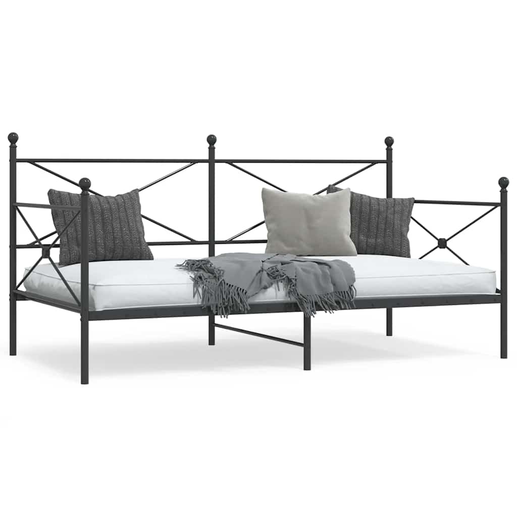 Κρεβάτι ημέρας χωρίς στρώμα Μαύρο 100x190 cm Ατσάλι