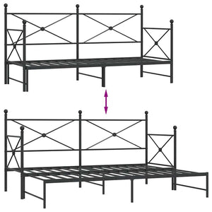 Κρεβάτι ημέρας με καρότσα χωρίς στρώμα Μαύρο 90x190 cm Ατσάλι - Pakobazaar