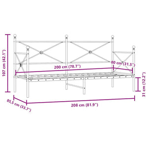 Κρεβάτι ημέρας χωρίς στρώμα Λευκό 80x200 cm Ατσάλι
