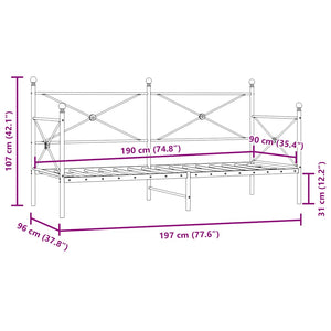 Κρεβάτι ημέρας χωρίς στρώμα Λευκό 90x190 cm Ατσάλι