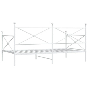 Κρεβάτι ημέρας χωρίς στρώμα Λευκό 100x200 cm Ατσάλι - Pakobazaar