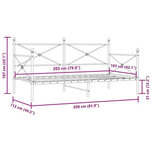 Κρεβάτι ημέρας χωρίς στρώμα Λευκό 107x203 cm Ατσάλι