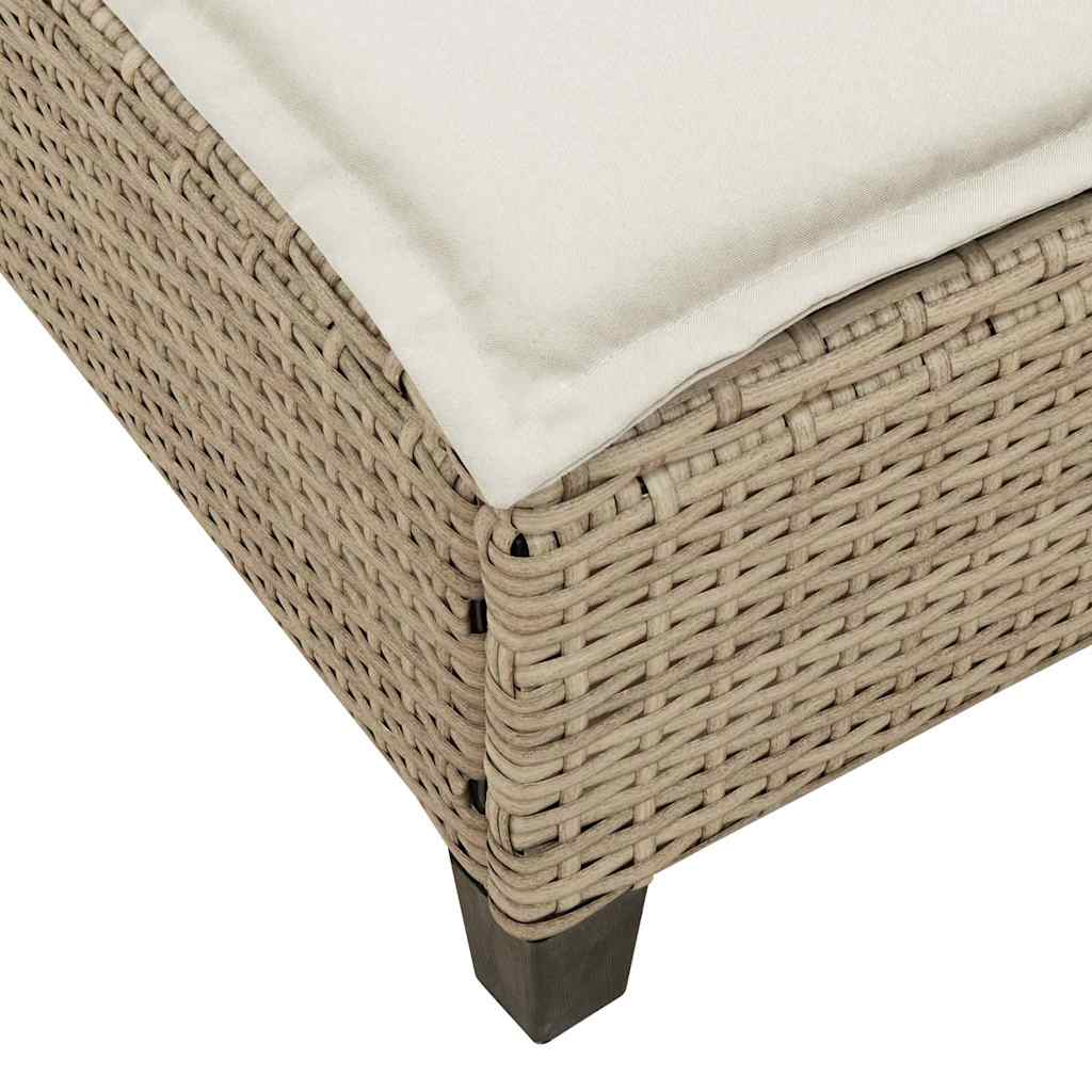 Ξαπλώστρα με Μαξιλάρια Μπεζ 55x200x25,5 εκ. από Συνθετικό Ρατάν - Pakobazaar