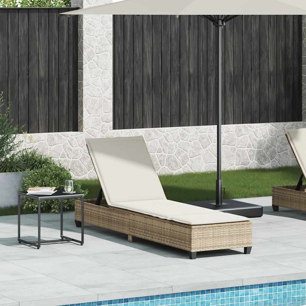 Ξαπλώστρα με Μαξιλάρια Μπεζ 55x200x25,5 εκ. από Συνθετικό Ρατάν - Pakobazaar