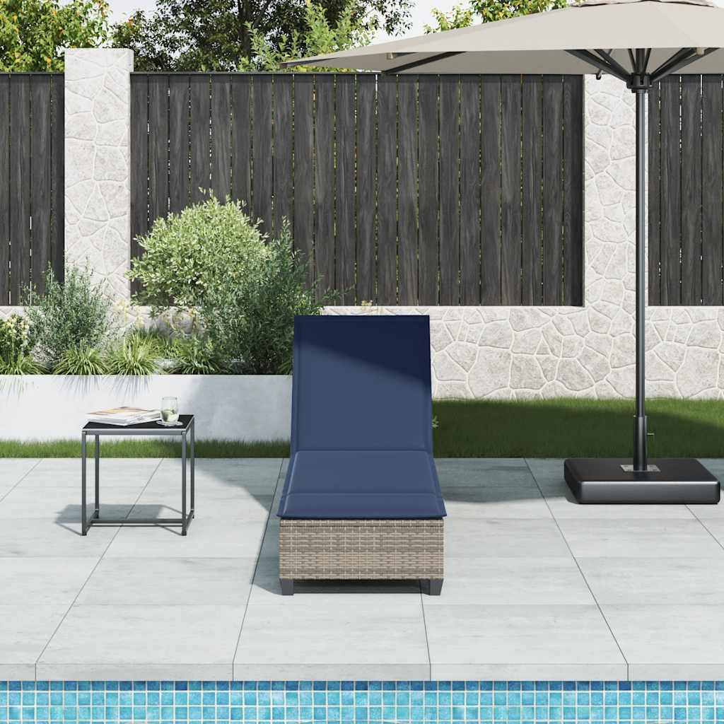 Ξαπλώστρα με Μαξιλάρια Γκρι 55x200x25,5 εκ. από Συνθετικό Ρατάν - Pakobazaar