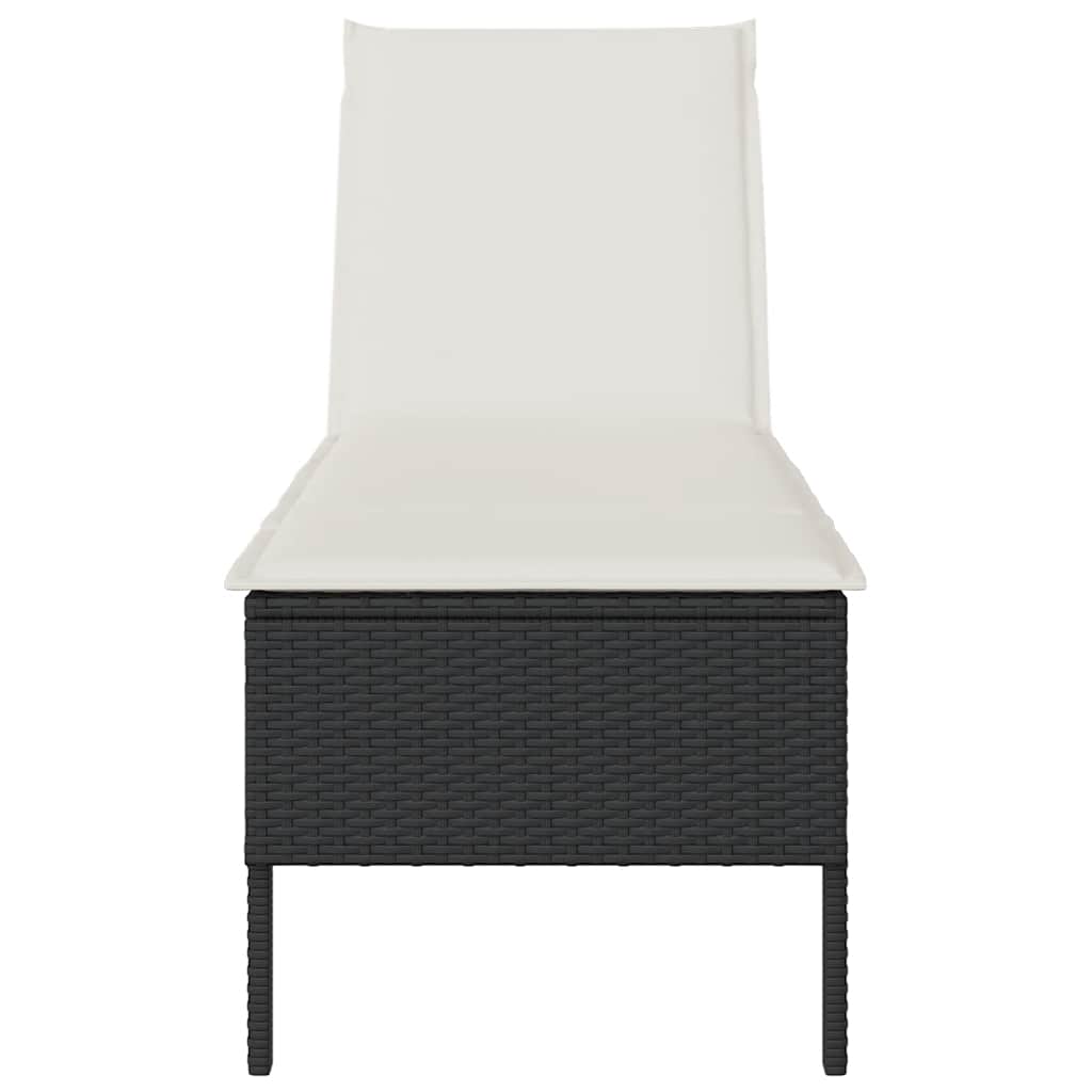 Ξαπλώστρα με Μαξιλάρι Μαύρη 55x200x44 εκ. από Συνθετικό Ρατάν - Pakobazaar