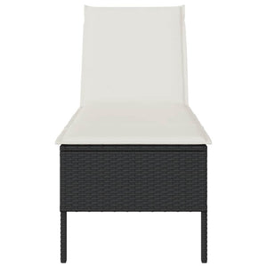 Ξαπλώστρα με Μαξιλάρι Μαύρη 55x200x44 εκ. από Συνθετικό Ρατάν - Pakobazaar