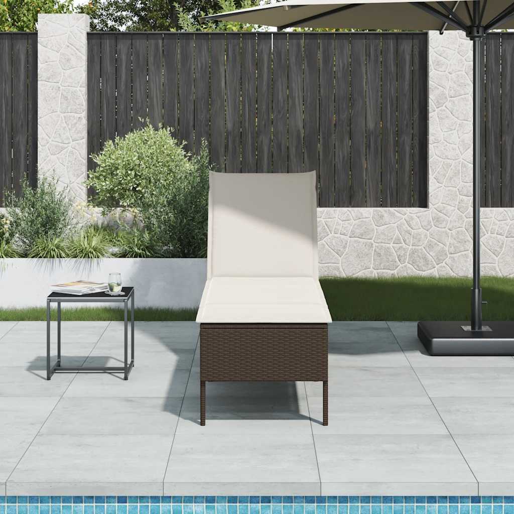 Ξαπλώστρα με Μαξιλάρι Καφέ 55x200x44 εκ. από Συνθετικό Ρατάν - Pakobazaar