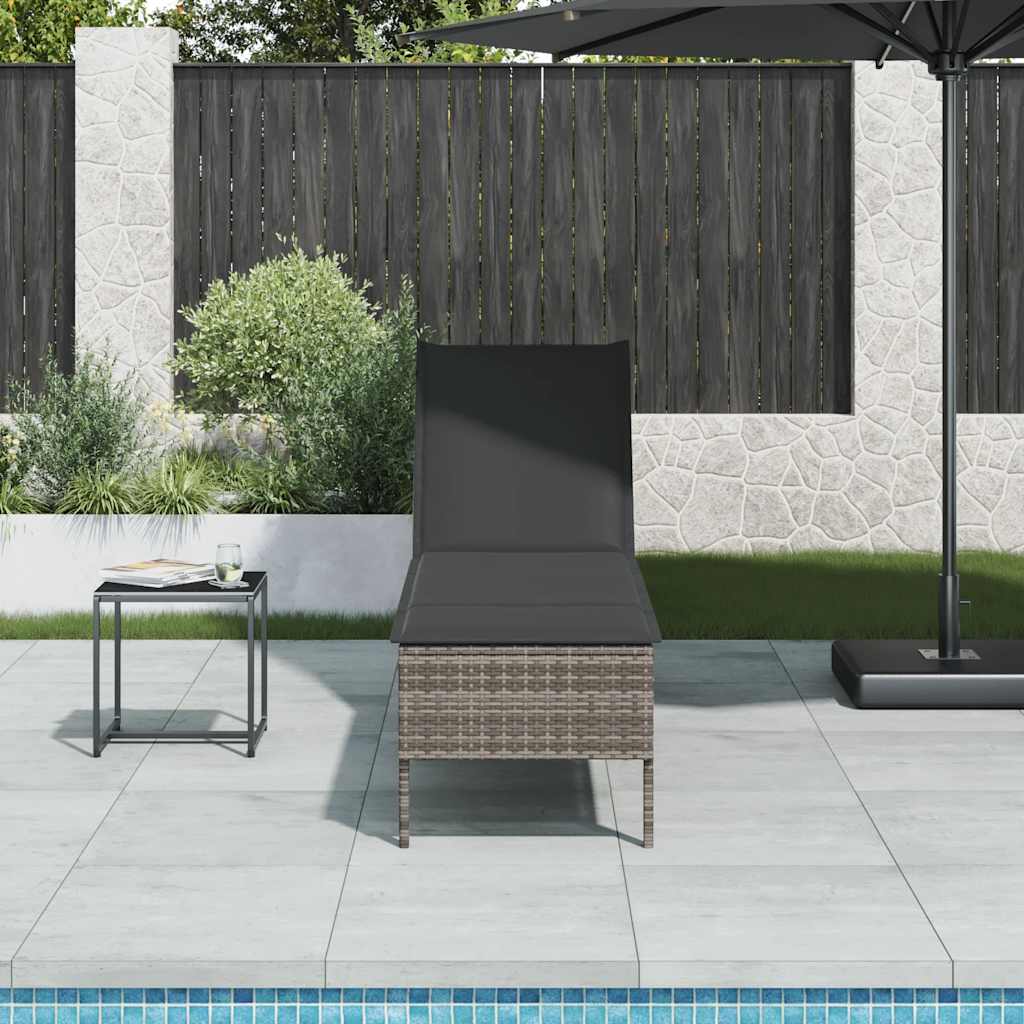 Ξαπλώστρα με Μαξιλάρι Γκρι 55x200x44 εκ. από Συνθετικό Ρατάν - Pakobazaar