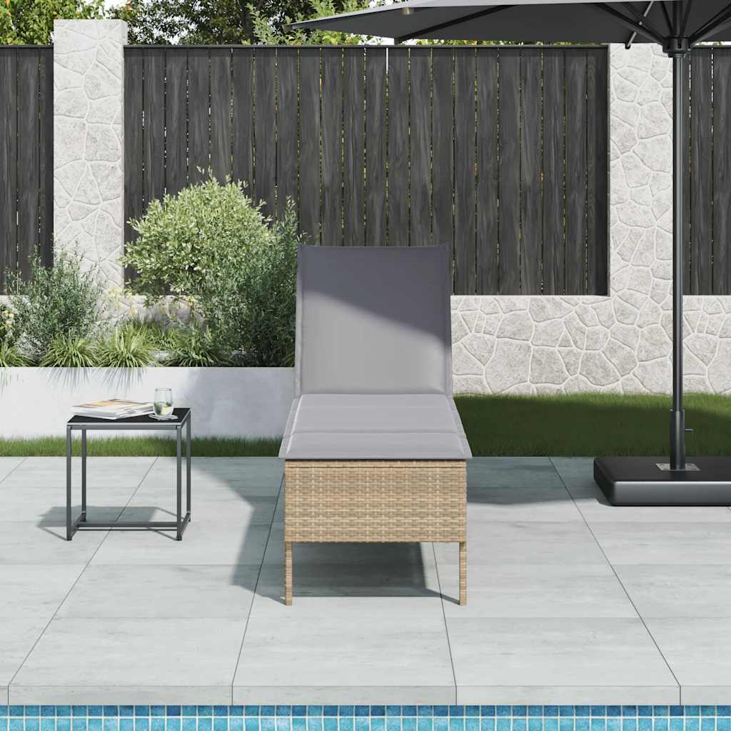 Ξαπλώστρα με Μαξιλάρι Μπεζ 55x200x44 εκ. από Συνθετικό Ρατάν - Pakobazaar
