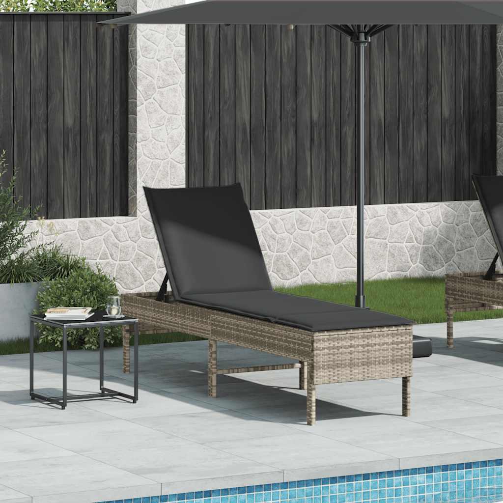 Ξαπλώστρα με Μαξιλάρι Ανοιχτό Γκρι 55x200x44 εκ. από Συνθετικό Ρατάν - Pakobazaar