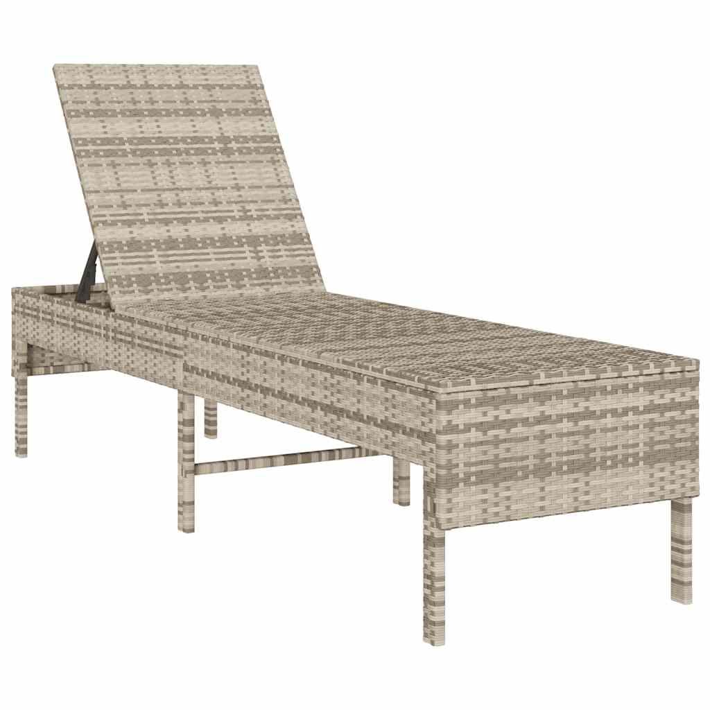 Ξαπλώστρα με Μαξιλάρι Ανοιχτό Γκρι 55x200x44 εκ. από Συνθετικό Ρατάν - Pakobazaar