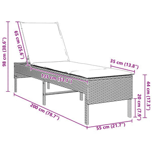 Ξαπλώστρα με Μαξιλάρι Ανοιχτό Γκρι 55x200x44 εκ. από Συνθετικό Ρατάν - Pakobazaar