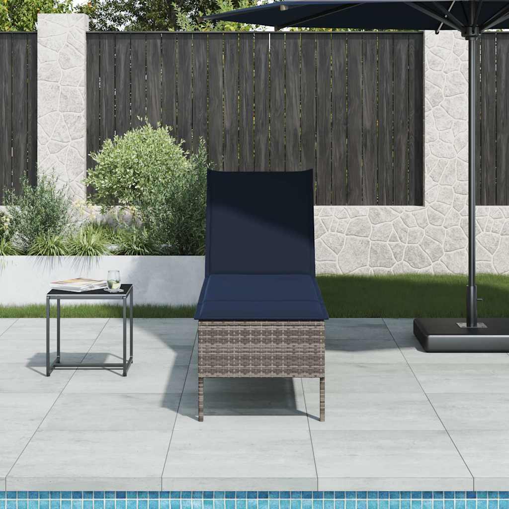Ξαπλώστρα με Μαξιλάρι Γκρι 55x200x44 εκ. από Συνθετικό Ρατάν - Pakobazaar