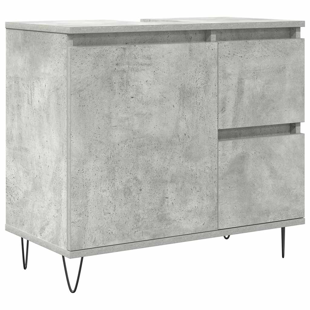 Σετ Επίπλων Μπάνιου 3 Τεμαχίων Γκρι Σκυροδέματος από Επεξ. Ξύλο - Pakobazaar