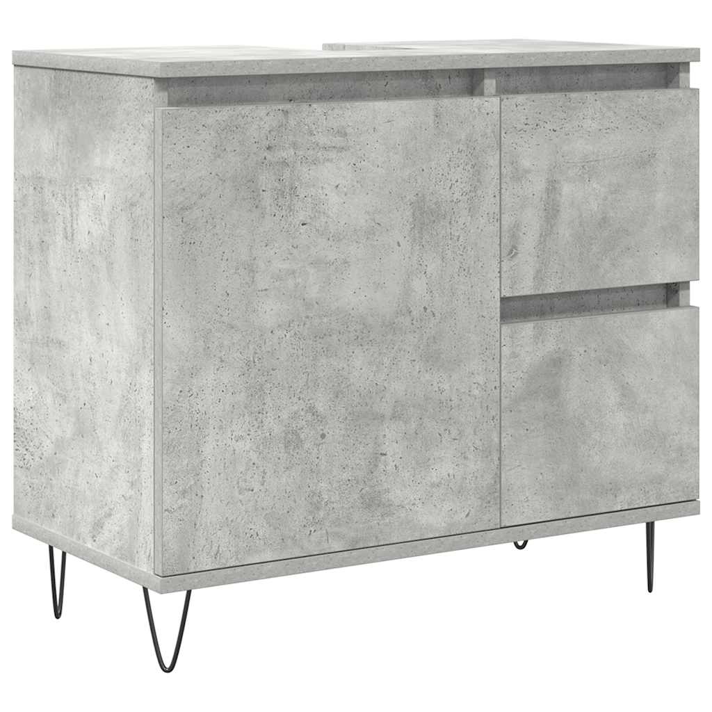 Σετ Επίπλων Μπάνιου 3 Τεμαχίων Γκρι Σκυροδέματος από Επεξ. Ξύλο - Pakobazaar