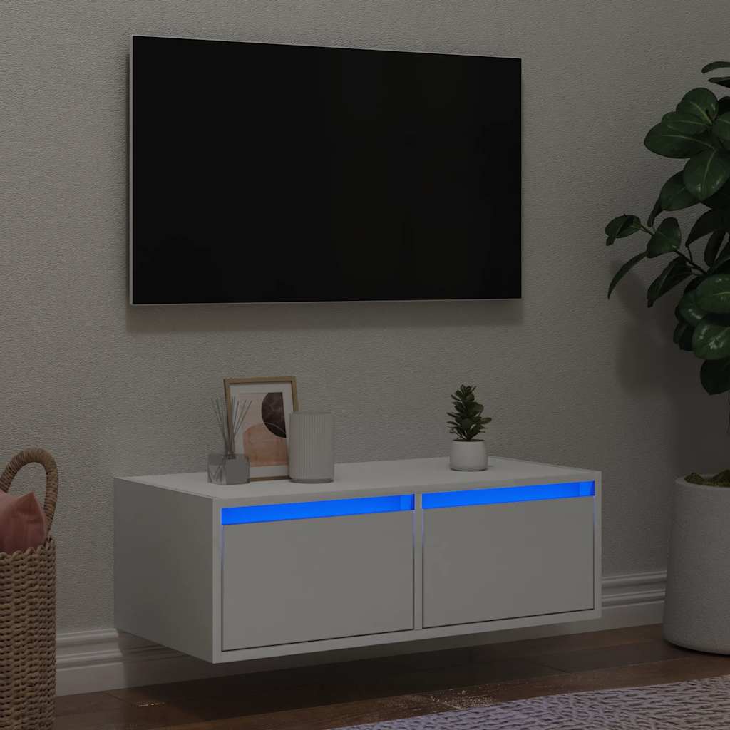 Έπιπλο Τηλεόρασης με LED Λευκό 75x35,5x25 εκ. - Pakobazaar