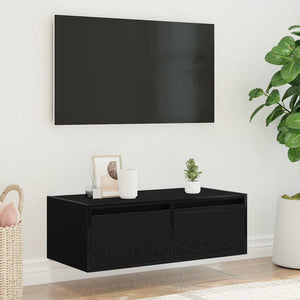 Έπιπλο Τηλεόρασης με LED Μαύρη βελανιδιά 75x35,5x25 εκ. - Pakobazaar