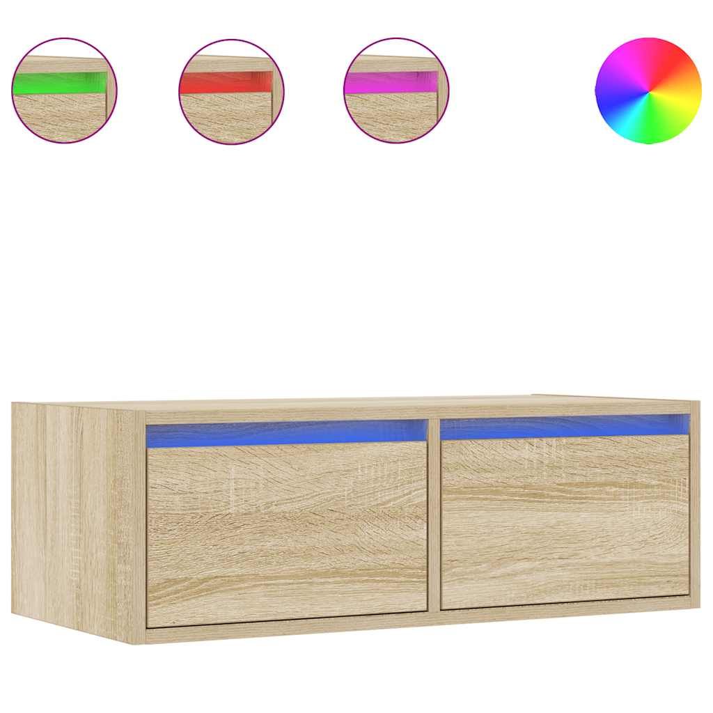 ντουλάπι τηλεόρασης  με φώτα LED Sonoma Oak 75x35,5x25 cm - Pakobazaar