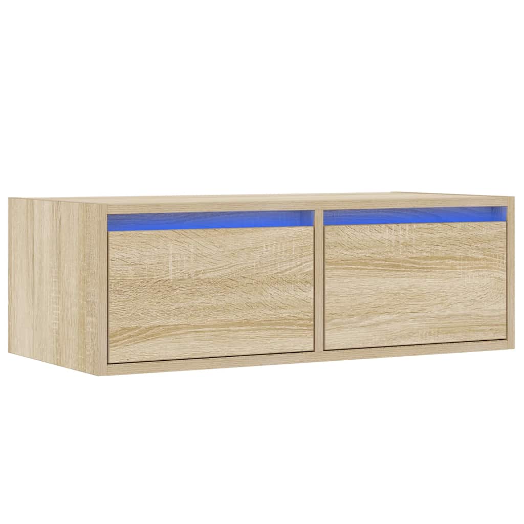 ντουλάπι τηλεόρασης  με φώτα LED Sonoma Oak 75x35,5x25 cm - Pakobazaar