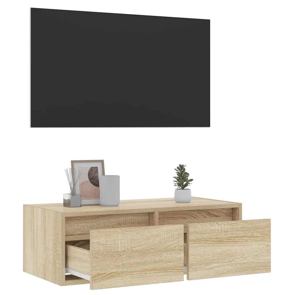 ντουλάπι τηλεόρασης  με φώτα LED Sonoma Oak 75x35,5x25 cm - Pakobazaar