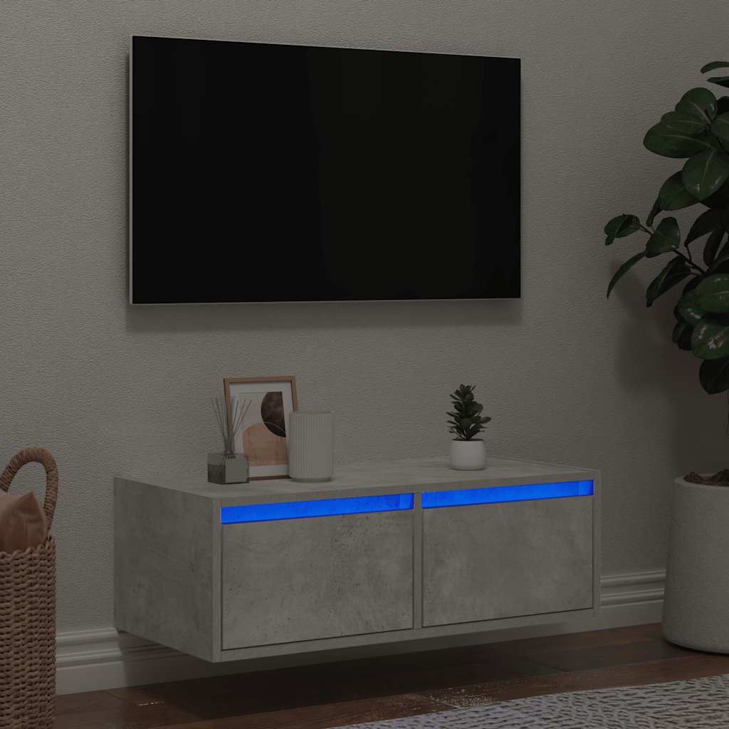 Έπιπλο Τηλεόρασης με LED Γκρι Σκυροδέματος 75x35,5x25 εκ. - Pakobazaar
