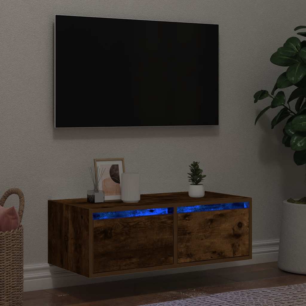 Έπιπλο Τηλεόρασης με LED Καπνιστή Δρυς 75x35,5x25 εκ. - Pakobazaar