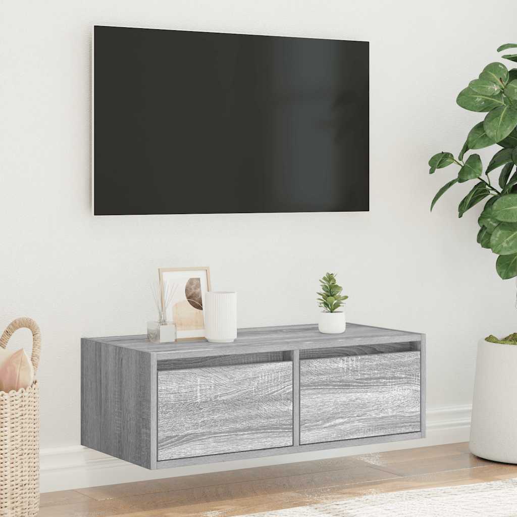 Έπιπλο Τηλεόρασης με LED Γκρι Sonoma 75x35,5x25 εκ. - Pakobazaar
