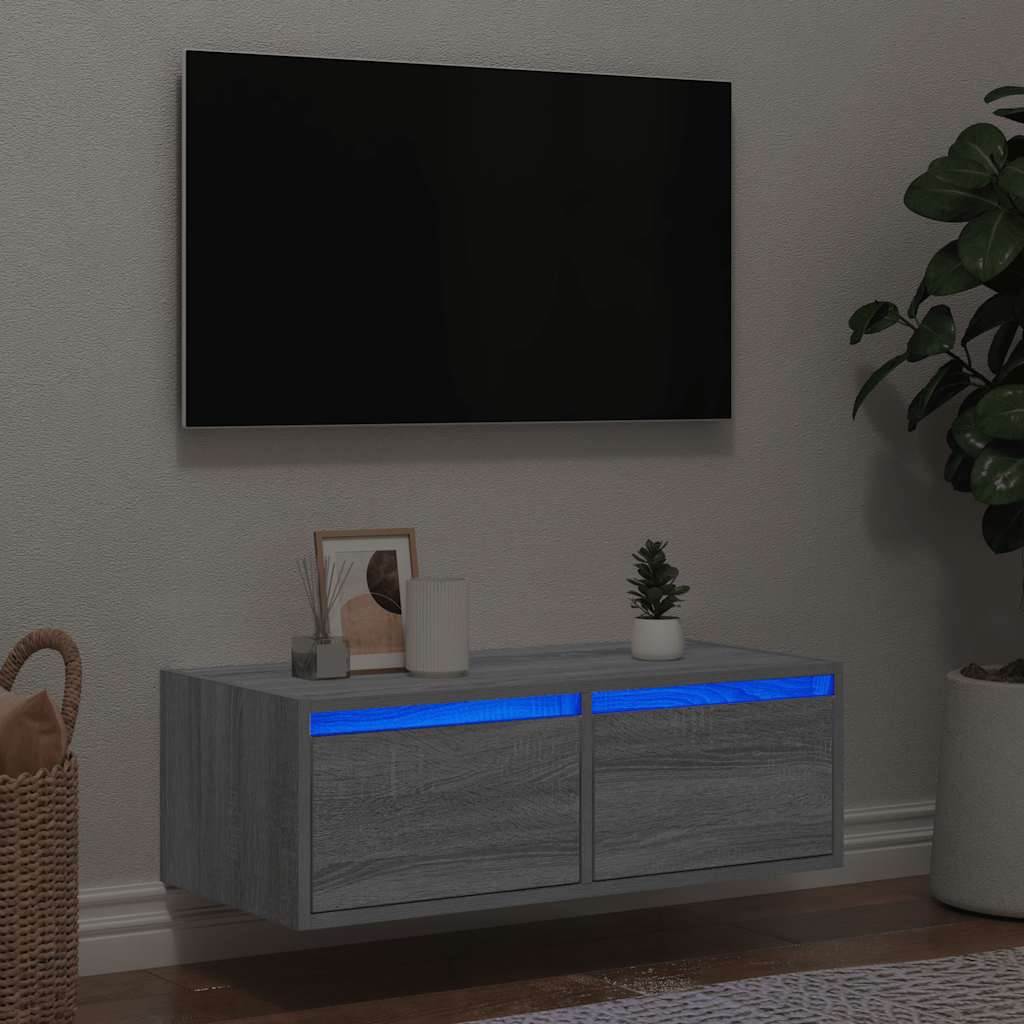 Έπιπλο Τηλεόρασης με LED Γκρι Sonoma 75x35,5x25 εκ. - Pakobazaar