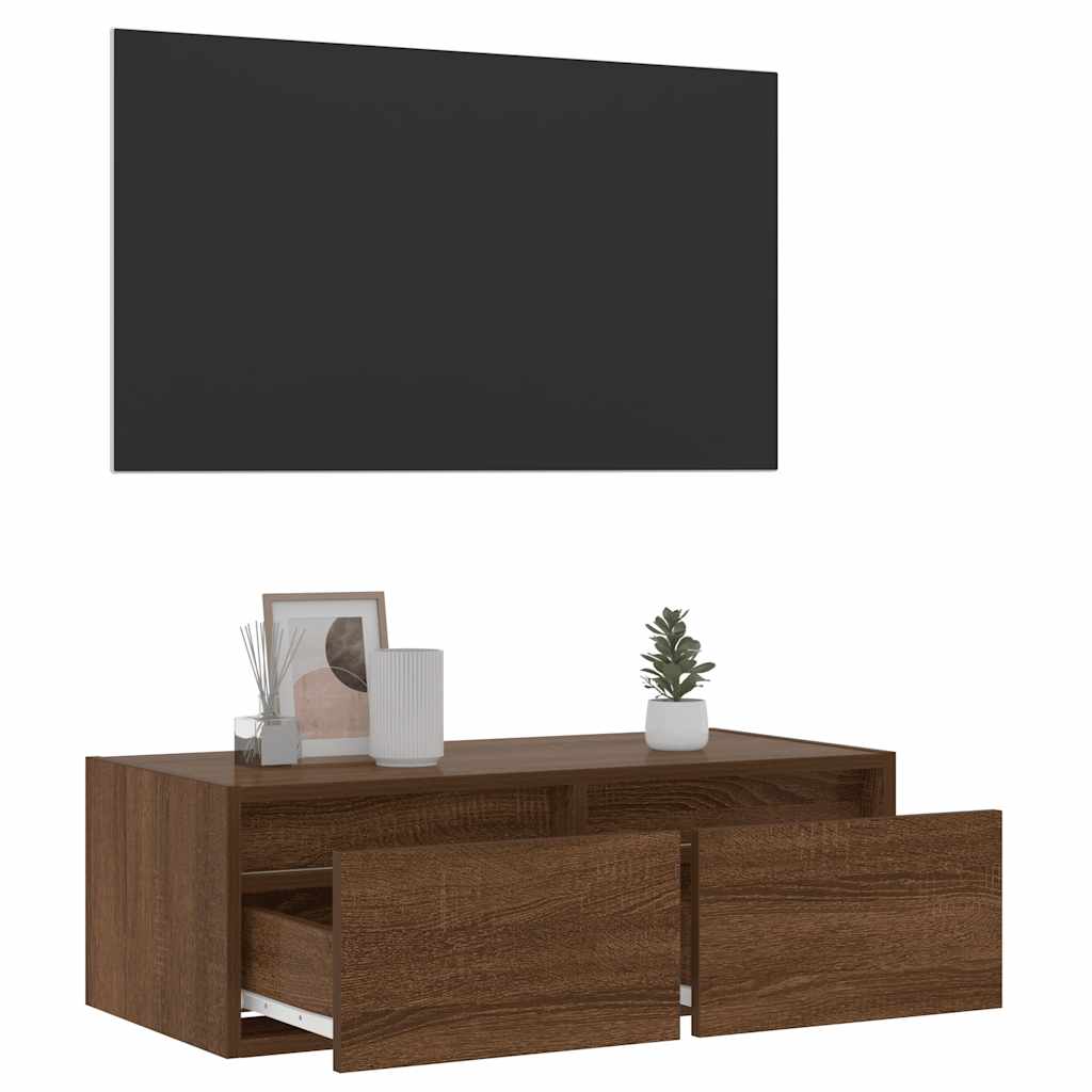 Έπιπλο Τηλεόρασης με LED Καφέ Δρυς 75x35,5x25 εκ. - Pakobazaar