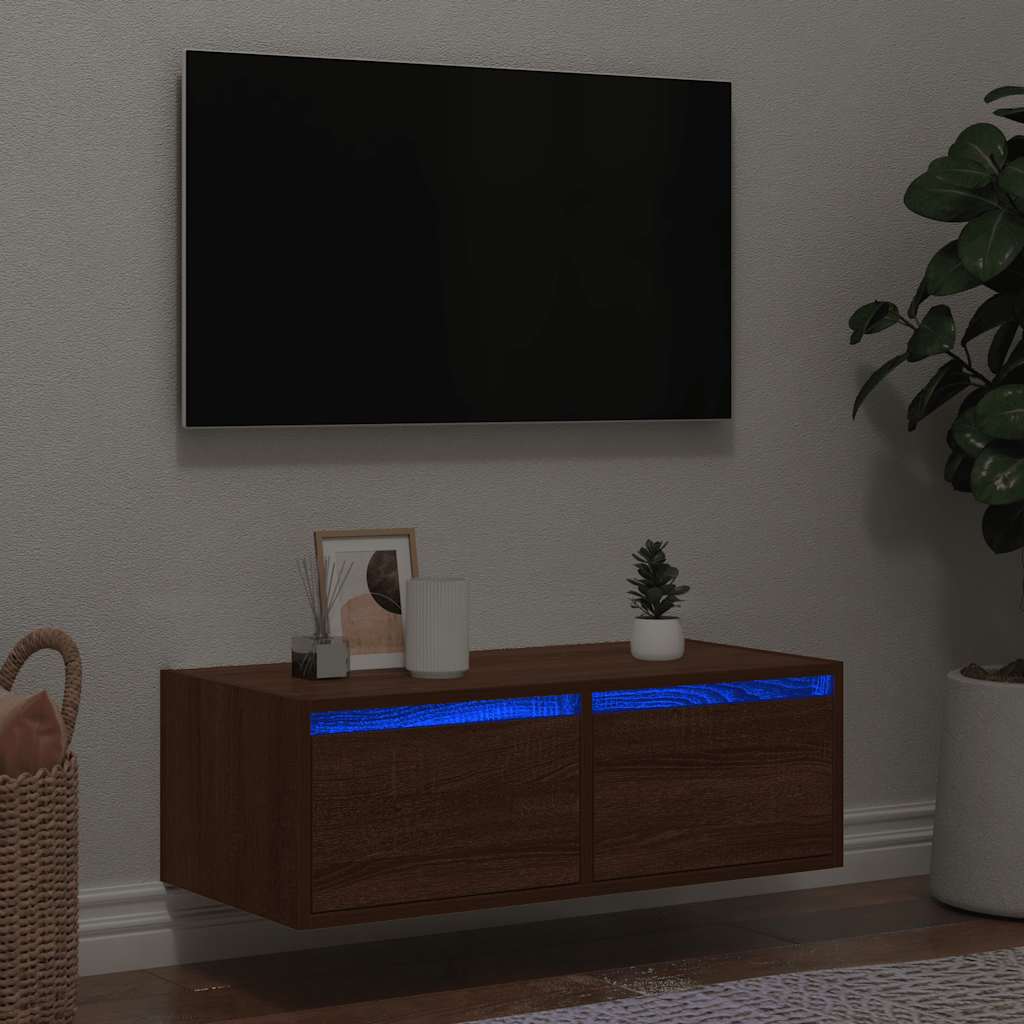 Έπιπλο Τηλεόρασης με LED Καφέ Δρυς 75x35,5x25 εκ. - Pakobazaar