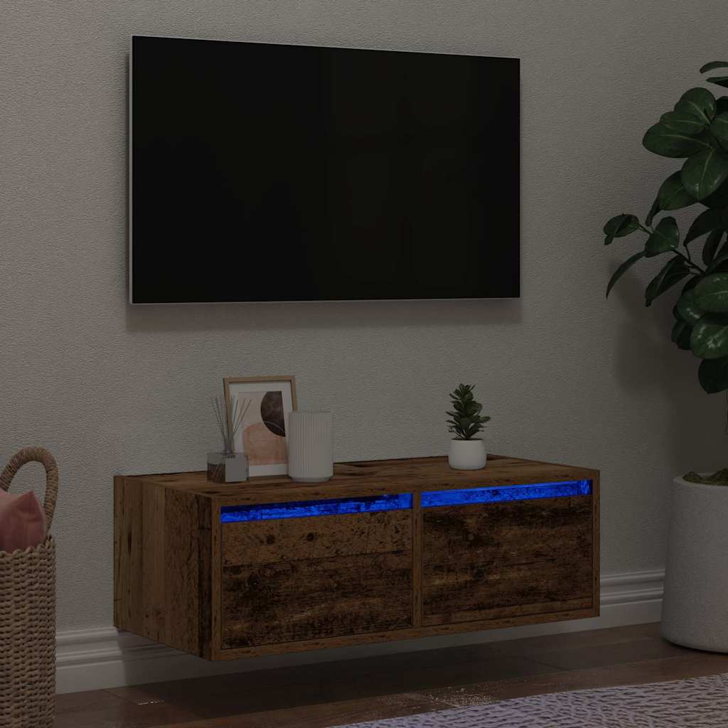 Έπιπλο Τηλεόρασης με LED Όψη Παλαιού Ξύλου 75x35,5x25 εκ. - Pakobazaar
