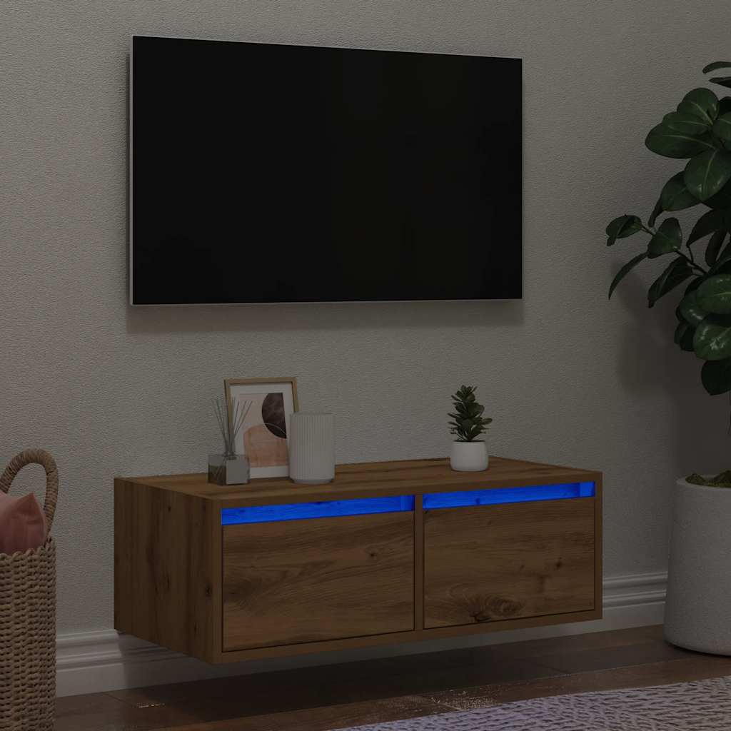 Έπιπλο Τηλεόρασης με LED Τεχνίτης βελανιδιά 75x35,5x25 εκ. - Pakobazaar