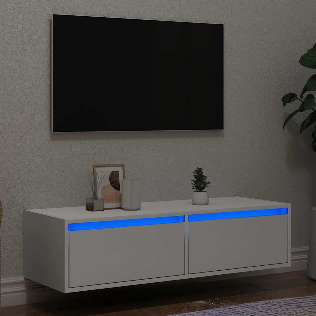 Έπιπλο Τηλεόρασης με LED Λευκό 100X35,5x25 εκ. - Pakobazaar