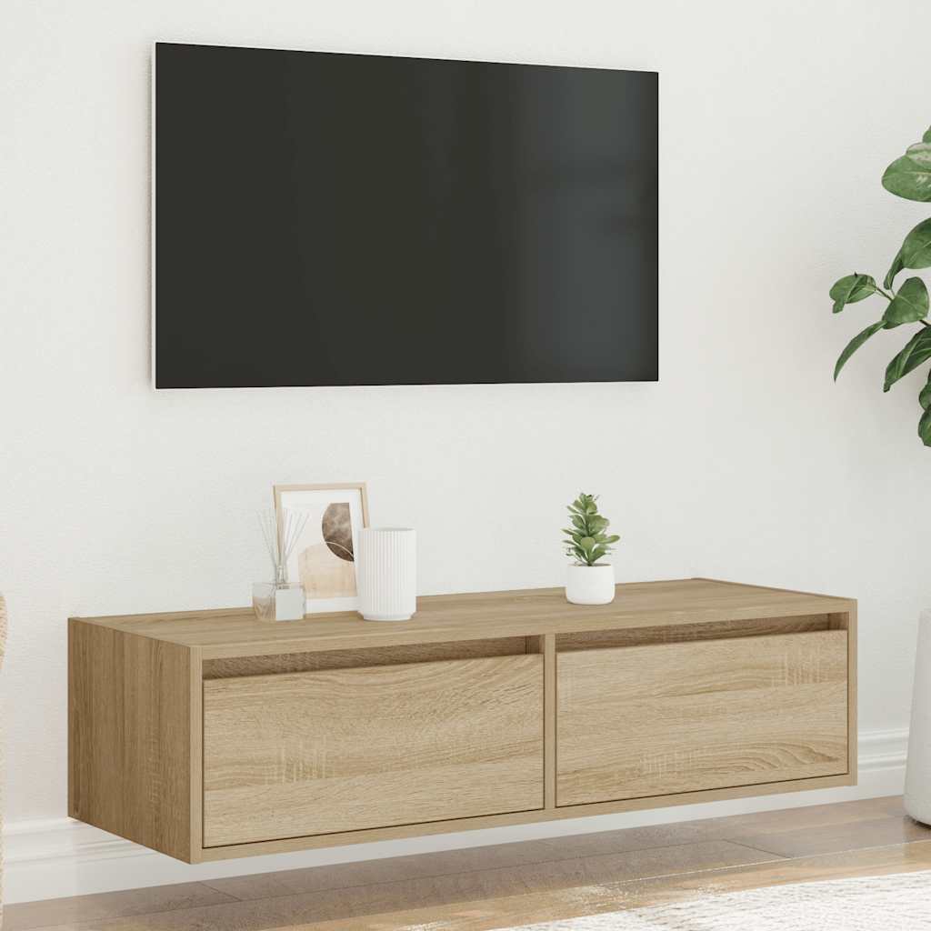Έπιπλο Τηλεόρασης με LED Sonoma Δρυς 100X35,5x25 εκ. - Pakobazaar