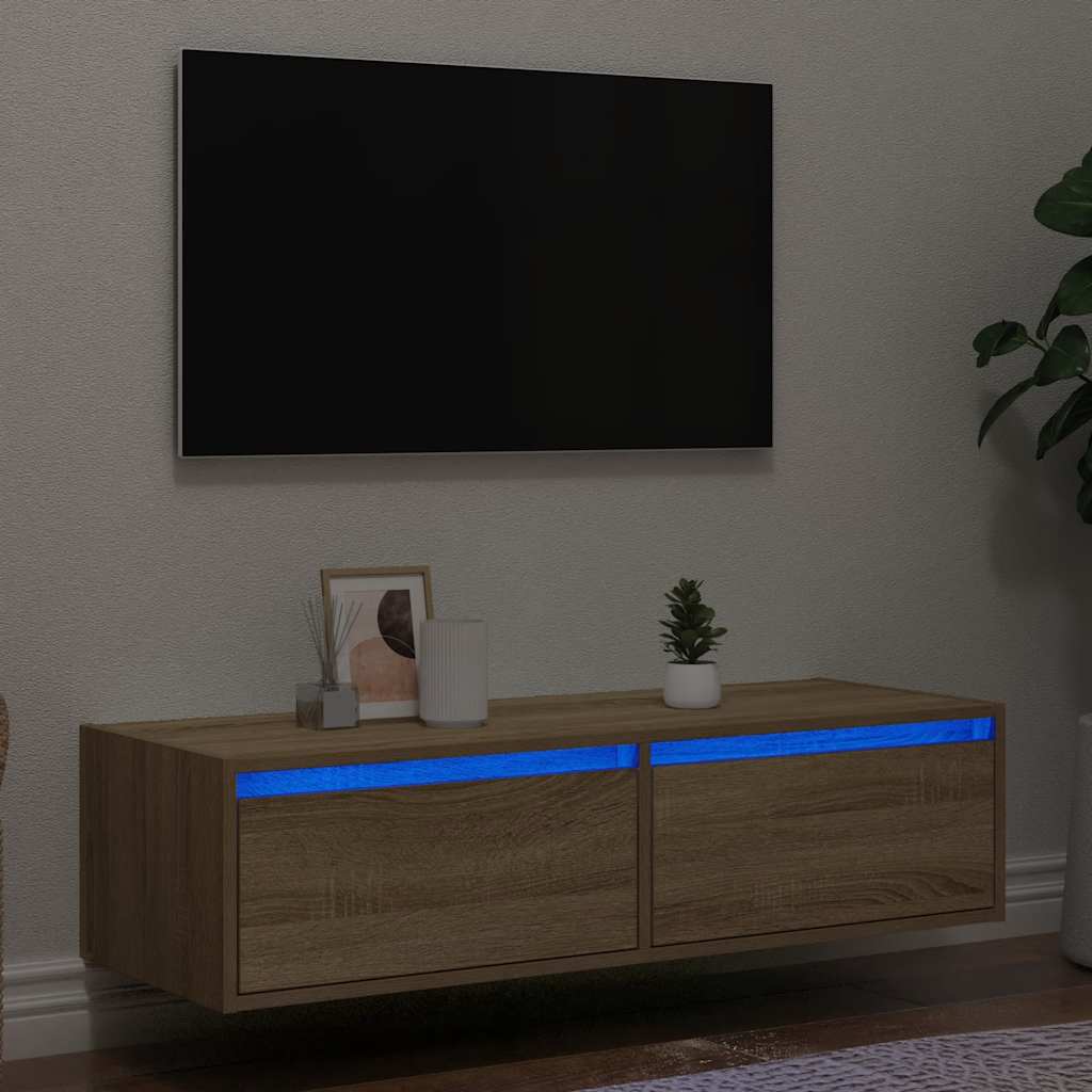Έπιπλο Τηλεόρασης με LED Sonoma Δρυς 100X35,5x25 εκ. - Pakobazaar