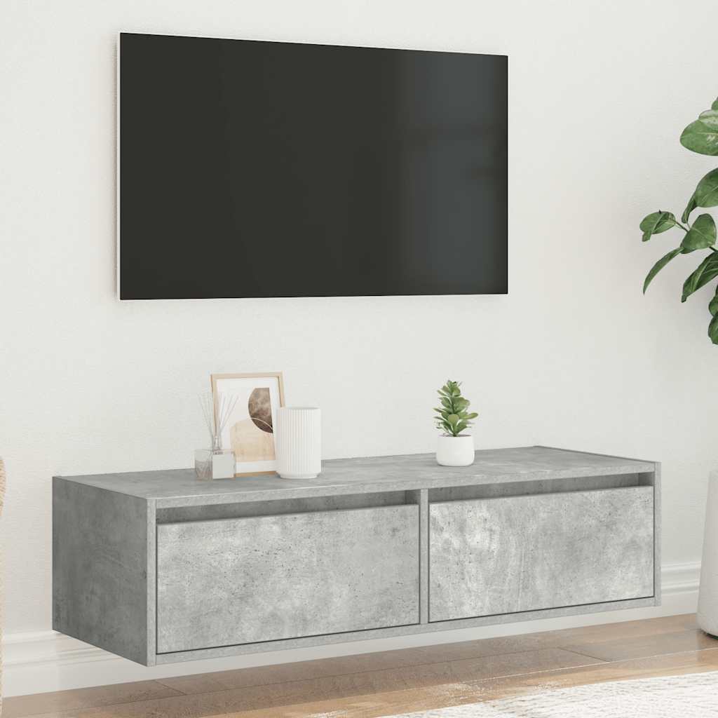Έπιπλο Τηλεόρασης με LED Γκρι Σκυροδέματος 100X35,5x25 εκ. - Pakobazaar