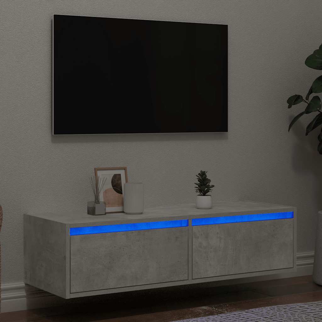 Έπιπλο Τηλεόρασης με LED Γκρι Σκυροδέματος 100X35,5x25 εκ. - Pakobazaar